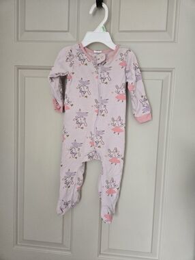 3/$15 Gerber Pink Bunny Footed One-Piece Pajamas 3-6 M